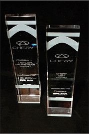 Angled crystal awards