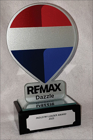 Profile cut Glass Award, printed with a frosted Finish