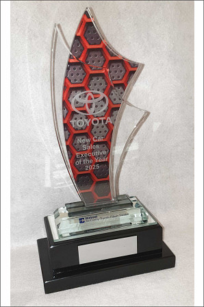 Double Crystal Award with Printing and Sandblasting