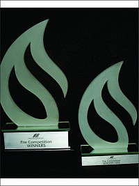 Profile cut glass flames