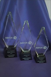 Crystal Arrow shaped award sandblasted
