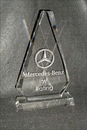 Diamond shaped crystal award sandblasted